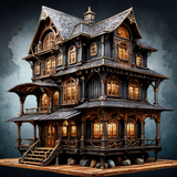 House in watercolor painting art