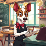 Jack Russell Terrier Barista Taking Orders - Cute Cafe Notepad AI Art"