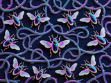 Neon Carapace – Bioluminescent Beetle Print 2