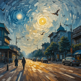 Beneath the Clouded Sky, a City Breathes in Colors of Rain and Light