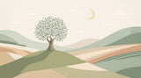 Minimalist Olive Tree Landscape Wall Art