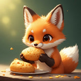 Charming Baby Fox Enjoying Baked Treats