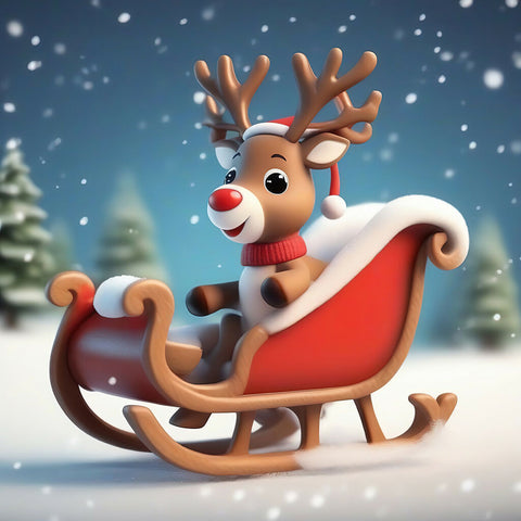 3d reindeer in a sleigh copy