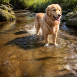 7 Images - Water Influence Golden Retriever AI Images