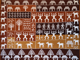 Warli village life fabric 1
