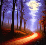 A Forest trail in the Moonlight