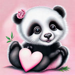 Cute panda holding a heart copy