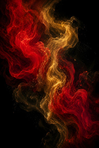 The Crimson Inferno - Fiery Red & Gold Smoke Abstract AI Art