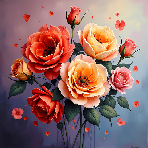 A vibrant bouquet of roses showcasing delicate petals and rich colors, perfect for adding elegance to any space. Generative Al