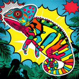 Pop Art Chameleon: Vibrant Colors in a Comic Jungle
