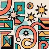 Vibrant Mid-Century Modern Wall Art – Bold Geometric & Starburst Retro Print in Turquoise, Coral & Mustard