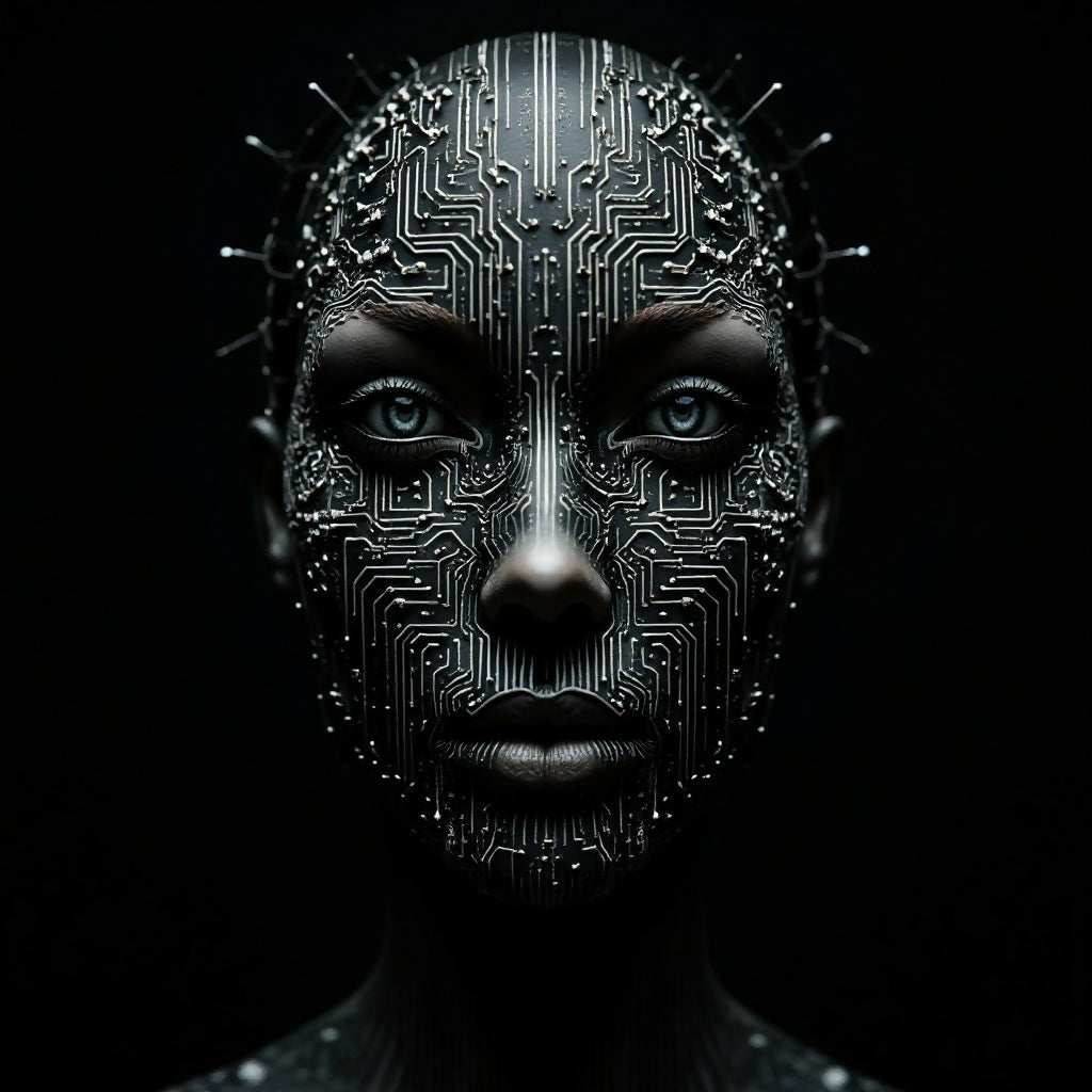 Cybernetic Oracle | Futuristic Circuitry Face | Sci-Fi Portrait Art...