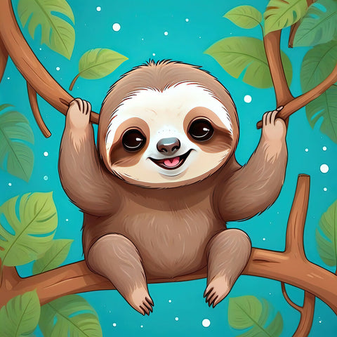 Cute sloth in a tree illustration copy