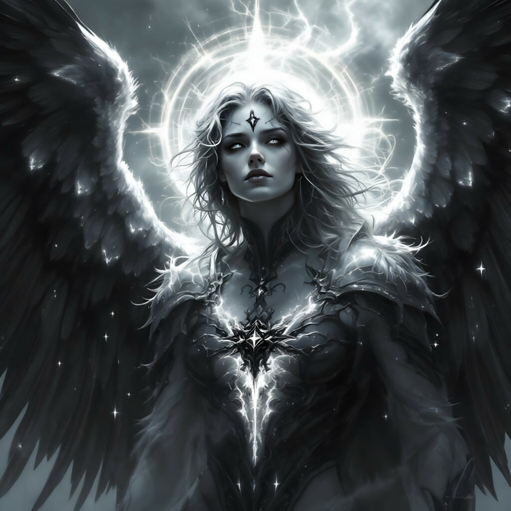 Stormborne Angel – Lightning Seraph of Judgement Dark Fantasy Art P...