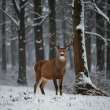 Winter Wildlife Deer or other wildlife standing in a snowy forest (1)