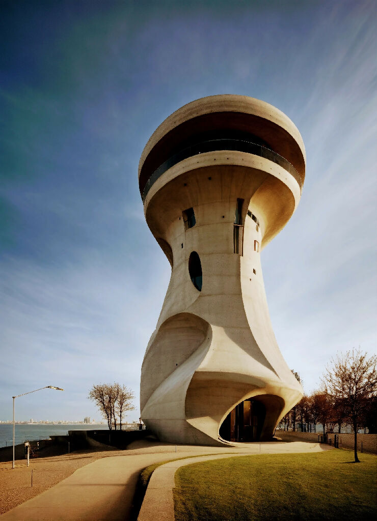 Lighthouse Design Building Concrete Lighthouse in the City: A Modern Monument