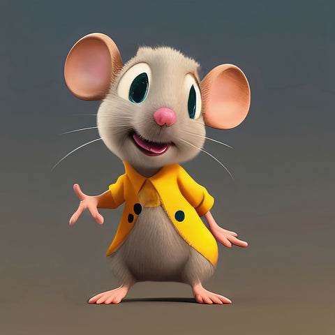 Cute mouse in a yellow jacket illustration copy