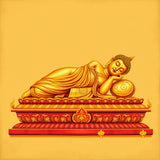 Thai-Style Reclining Buddha with Lotus Details - Zen Meditation AI Sculpture