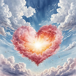 Beautiful Heart in Heaven—Watercolor Clouds Illustration