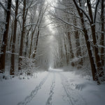 A path through a snowy forest with snow-covered branches arching overhead (2)