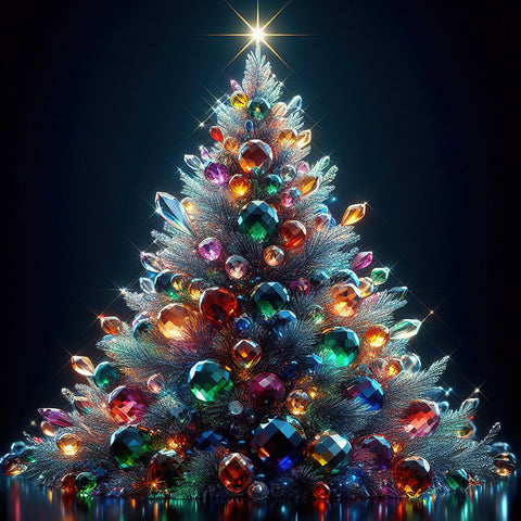 Christmas tree with colorful glass baubles copy