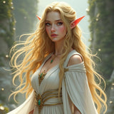 Ethereal Elven Queen with Flowing Golden Hair