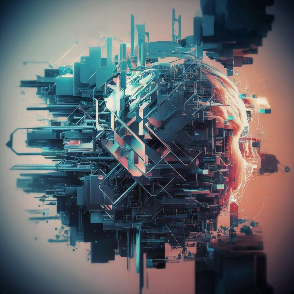 Neon Fragmentation: A Cybernetic Journey into Abstract Digital Art