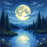 Moonlit Pond Tranquility