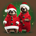 2 cute sloths in a Christmas costume copy