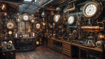 An intricate steampunk workshop