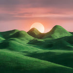 Landscape art with rolling green hills