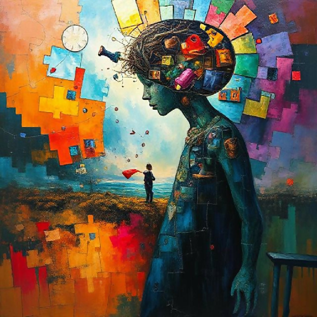 Visual Art Memory Example Fragments of Memory – Abstract Mosaic of Nostalgia and Childhood Ec...