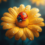 Ladybug on a yellow flower macro copy