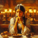 Oil Painting Beautiful Native Woman, Chile Portrai