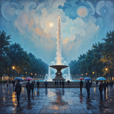 Beneath the Clouded Sky, a City Breathes in Colors of Rain and Light