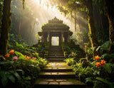 Firefly_An ancient overgrown temple hidden deep in the jungle, moss-covered stones, golden su 912669