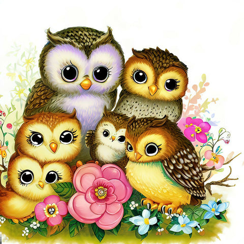 Cute owls and flowers copy