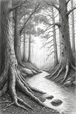 10 Mystic Forest Pathways: High-Res Monochrome Illustrations