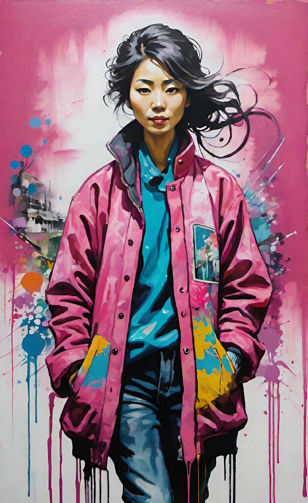 Lady with pink jacket