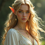 Ethereal Elven Queen with Flowing Golden Hair