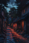 A village at Dusk