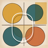 Mid-Century Modern Geometric Wall Art – Minimalist Retro Circles & Rectangles in Mustard, Teal & Terracotta