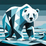 Geometric Polar Bear in an Abstract Icy Landscape