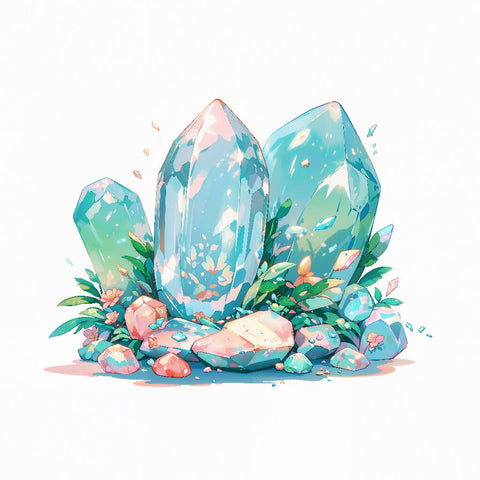 Printable Gems - Green Quartz Cluster 1