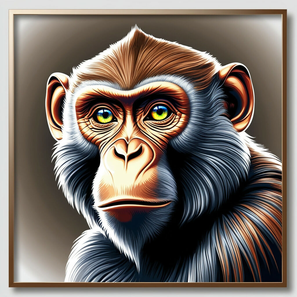 Raster Graphics Examples Monkey Majestic Monkey Highly Detailed Intricately Rendered SVG Shape Exce...
