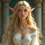 Ethereal Elven Queen with Flowing Golden Hair