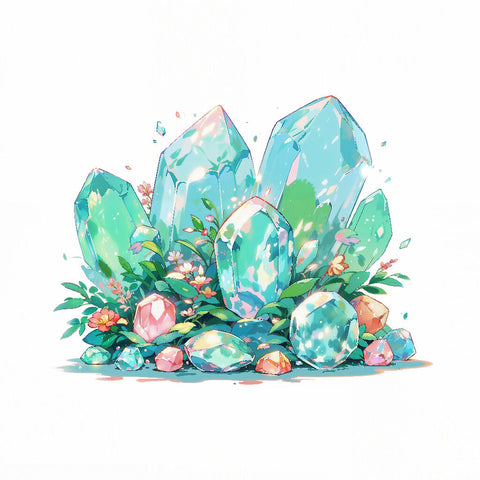 Printable Gems - Green Quartz Cluster 2