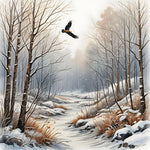 Winter Forest Snow Watercolor Landscape Art PNG 300 DPI