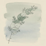 Minimalist Eucalyptus Branch Line Art with Soft Watercolor Leaves