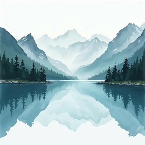 Serene Mountain Lake with Towering Peaks